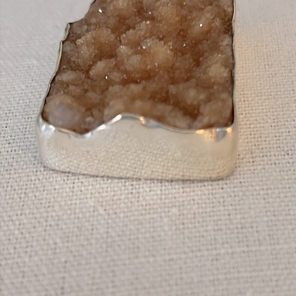 Citrine Druzy and Sterling Silver Pendant - Picture 3 of 11